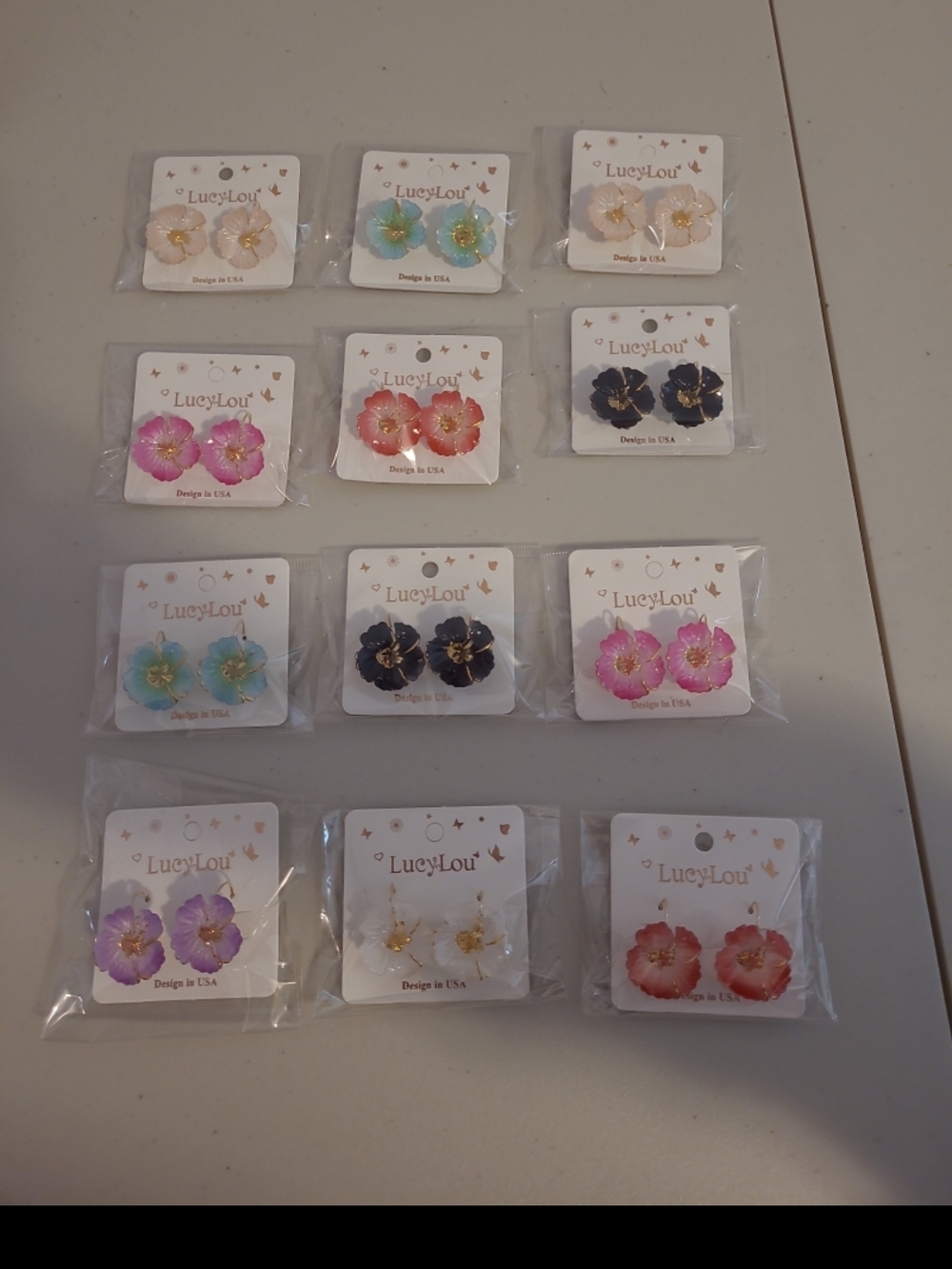 LucyLou Floral Resin  Earring Lot - Mixed Pastel & Dark Colors